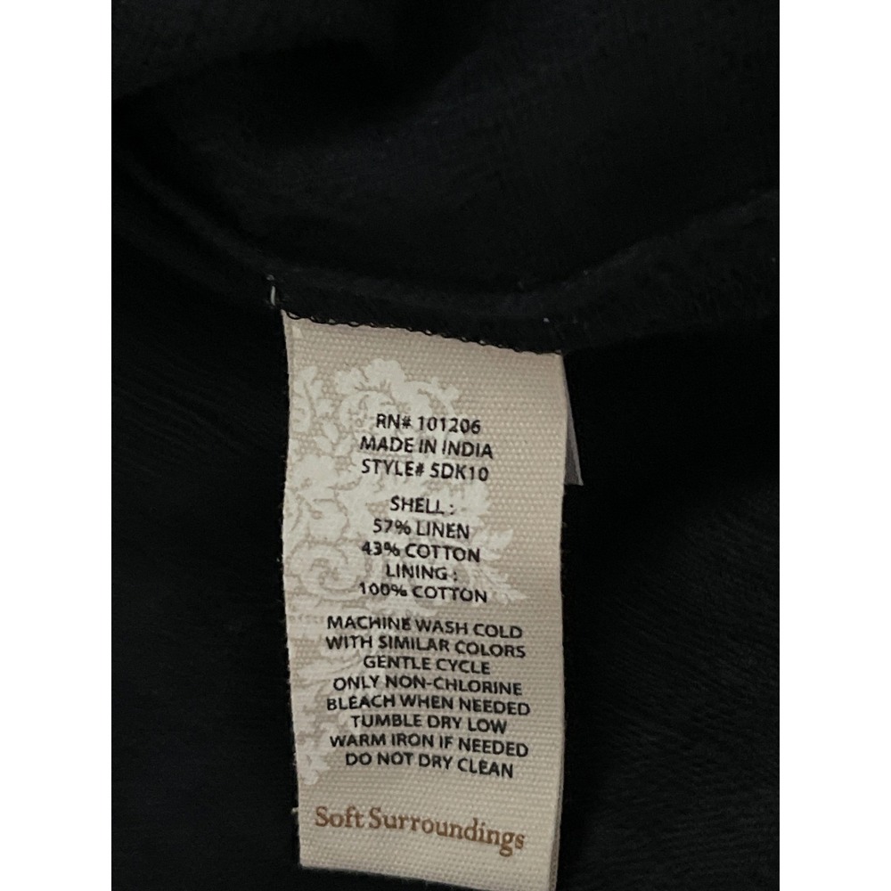 Soft Surroundings Black Linen Cotton Shift Dress 2X Short Sleeve Lagenlook Boho - Picture 7 of 7